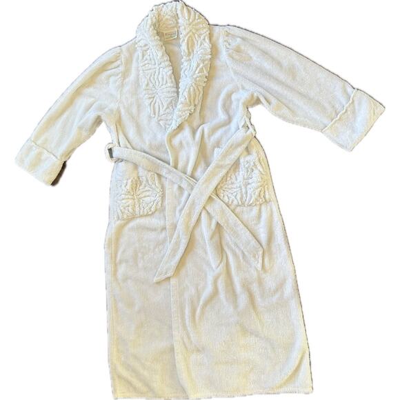 Kinnaird White Long Cotton Collared Robe With Tie Made In Ireland Medium - Picture 1 of 11